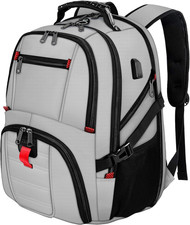 Extra Large 50L Travel Backpack with USB Port for 17" Laptops - Light Grey
