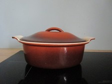 Cocotte / Terrine vintage en fonte émaillée Marron  Belgique 22 F E