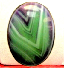 Bague en Agate Verte violet 26 x 19mm- réglable 52-56 -Argent massif
