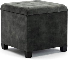 HNNHOME Pouf Coffre de Rangement Repose-Pieds, Tabouret 47 L, 45 x 45 x 43 cm FR