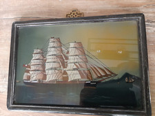 Peinture inversée sur verre marine XIXéme