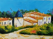 Tableau original de Nolac 22x16 cm tableau huile Le moulin de Jard sur mer