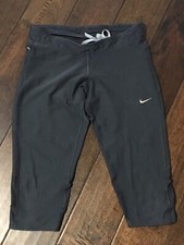 Nike Dri-Fit Cropped Leggins Yoga ~ Small ~ Gray ~ Mesh Panels Zip Pocket