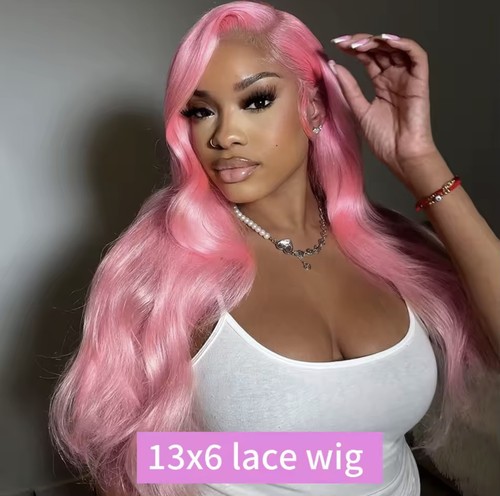 Pink lace front human hair - human,