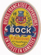 Etiquette de bière - P. Maudiné - Nogent sur Marne