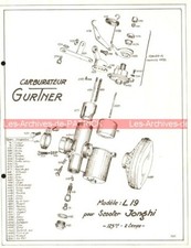 Fiche Carburateur GURTNER Type L19 JONGHI 125 Scooter M18 M20 1955
