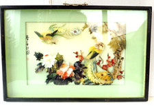 * TABLEAU CHINOIS EN PIERRE DURE PAYSAGE AVEC DES OISEAUX ET DES FLEURS N° 2