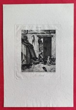 Gravure ancienne LE CHENIL D'après DECAMPS FLAMENG sc  Imp SALMON