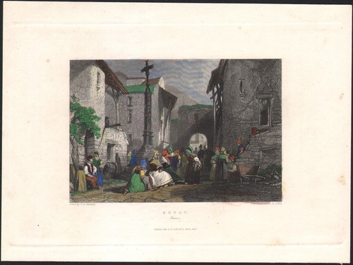 1845 gravure aquarellée - 1845,