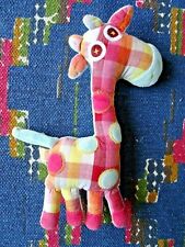 3PA  / DOUDOU PELUCHE DPAM POUET GIRAFE ROND BLEU ROSE ORANGE  22 CM TBE 