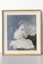 REPRODUCTION ENCADREE SOUS-VERRE - JEUNE FILLE - 35 x 30 cm