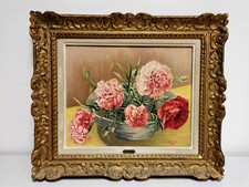 Tableau / Huile sur toile signée G. DUBOIS 1944 . Cadre Montparnasse , Bouquet