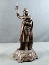 RARE Statue Pyrogène de Jeanne d'Arc en métal bronzé, porte-allumettes 19e s.