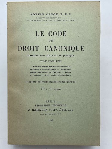 Code droit canonique - droit,