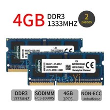 Kingston 8Go 2x 4Go DDR3 1333Mhz PC3-10600S KVR1333D3S9/4G Laptop Mémoire RAM FR