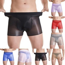 Sous-v??tements homme sexy brillant transparent haut brillant short boxer slip c
