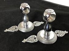 2 supports Métal Argenté pour 1 barre à rideaux Ø 2 cm. VINTAGE Style Art Deco