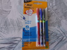 Stylos bille gel Illusion Smile  effaçables BIC 3 stylos bleu + noir + rouge