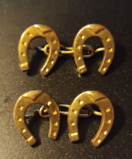 Bijou ancien Bouton manchette chemise fer à cheval porte bonheur plaqué or Murat