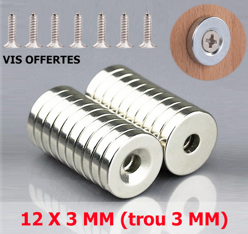 Lot aimant neodyme 12mm 3mm - neodyme, x