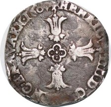 P1262 Rare 1/4 ecu Henri IV 1604 L Bayonne Argent ->Faire offre