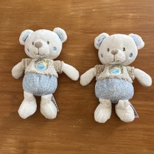 Peluche Doudou Ours Bleu Blanc MOTS D'ENFANTS Leclerc Poule Poussin Oiseau 25 Cm