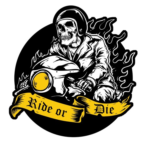 Ride die skull head - ride,