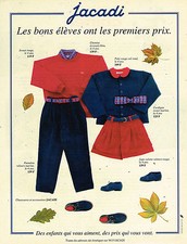 PUBLICITE ADVERTISING 074  1993  JACADI  vetements chaussures mode enfantine