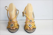 SAN MARINA  Sandales à Lanières Cuir Verni Jaune Talons Hauts  T 39 TBE