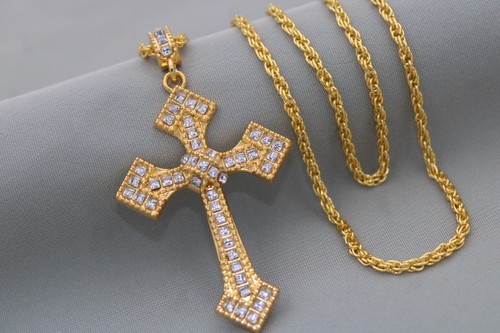 Collier croix couleur - , or