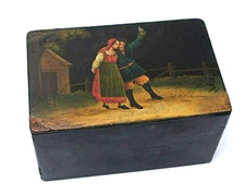 Boîte laque russe ancienne fin XIXe attribuée à Vichniakov antique Russian box