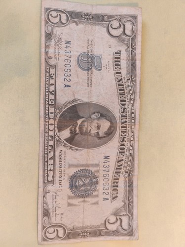 Billete dólares año - billete, 5