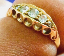 Or 18 Carats Diamants 0,2ct, Ancienne Bague Anglaise 1900, Alliance Or Jaune 750