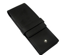 ETUI CUIR MONTBLANC SIENA NOIR POUR STYLOS MODÈLE 3 PLACES NEUF DE STOCK MX721