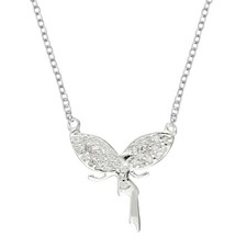 Silverly Femmes Argent 925 Zircon Fée Esprit Ailes Collier, 43 cm