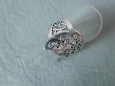 Bague ancienne anneau V filigrane grise argent massif 925 T51 femme fille 5 1/4