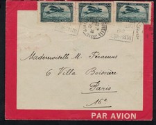 Maroc Casablanca avion 3×50c timbres avion vers Paris ligne Air France 15-3-1933