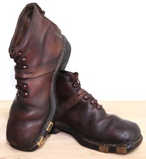 French 1940s Brown Thick Leather Men's Ski Boots Norwegian Stitching 40FR 7US