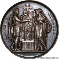 P7649 Médaille Mariage Chrétien 20 Octobre 1917 Argent Silver UNC