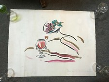 1990 Lithographie sur velin par l'artiste Tran pour vin Mommessin à 500 ex n°218