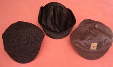 casquette style habillé enfant tissu lainage /skaï noir vintage 50' lot de 3