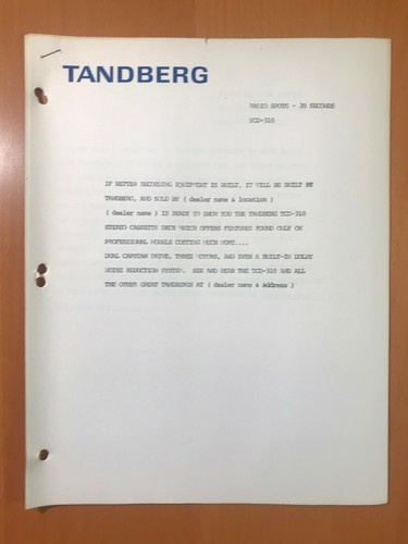 Original tandberg tcd - tcd, 310