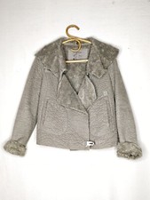 veste Cop Copine 36 bombardier perfecto, blouson simili peau lainée gris -beige