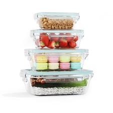 Lot de 4 Boîtes Alimentaires en Verre avec Couvercle | Récipients Hermétiques...