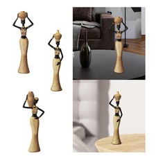 Statue de femme tribale africaine, décoration de table légère et artisanale