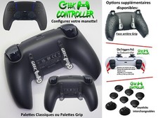 Manette Sony Ps5 Midnight Black + Palettes Classiques/Grip type Burn/Scuf/Geek