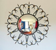 OMG RARE Mid-Century French Round Iron Framed Convex Mirror 1950 