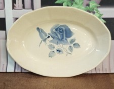 Plat Ravier Digoin Rose Bleue