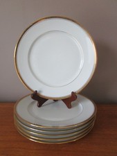 6 ASSIETTES PLATES  25,5 CM  PORCELAINE DE LIMOGES LISERES DORE DESHOULIERES