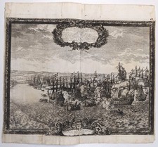 Gravure Dahlberg Suède : Bataille Navale de Landskrona - Ca 1697